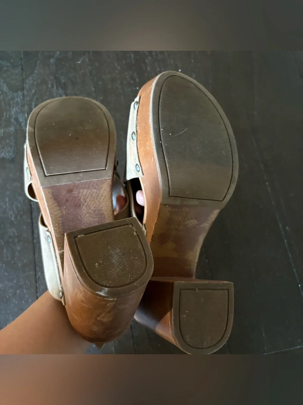 Indigo Rd. Dani Dress Sandals Platform Wood Taupe Retro 70s Boho Size 8.5M